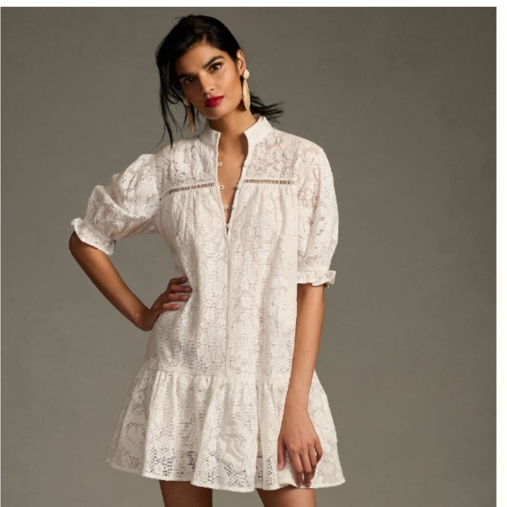 Anthropologie White Lace Dress